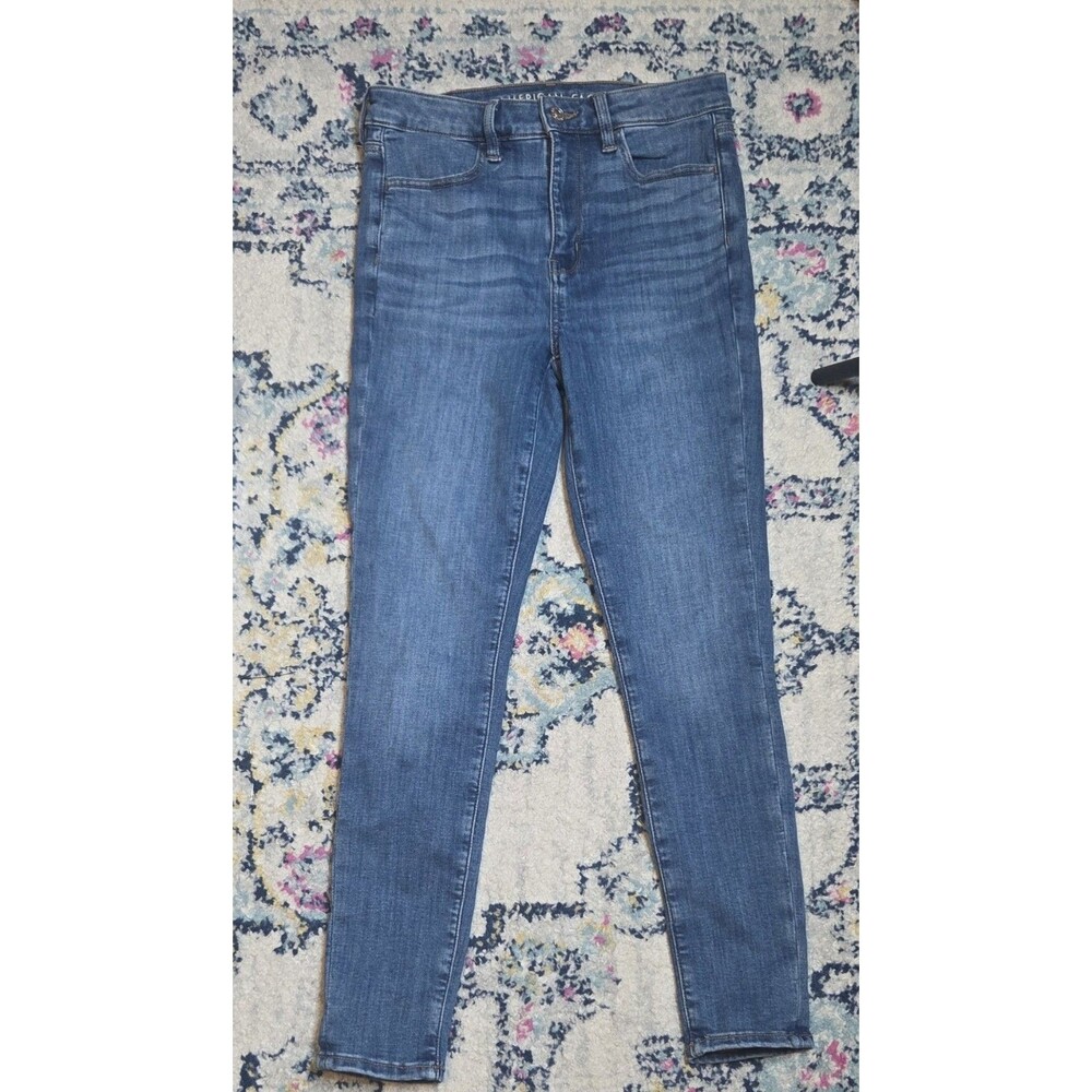 American Eagle Super High Rise  Jeggings Sz 4 Short Next Level Stretch M Wash